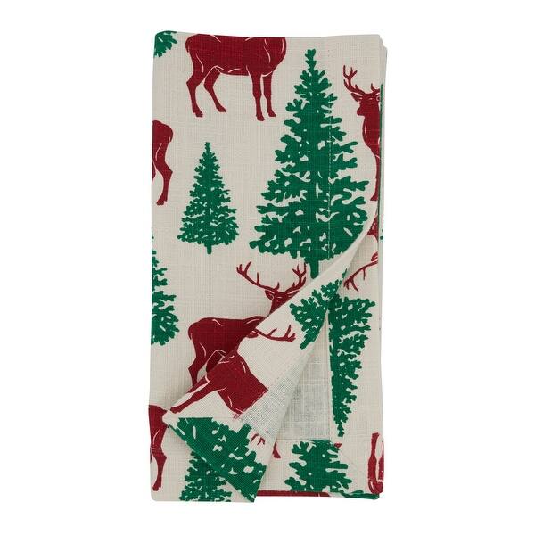 Discount Deer and Christmas Trees Holiday Table Napkins (Set of 4)